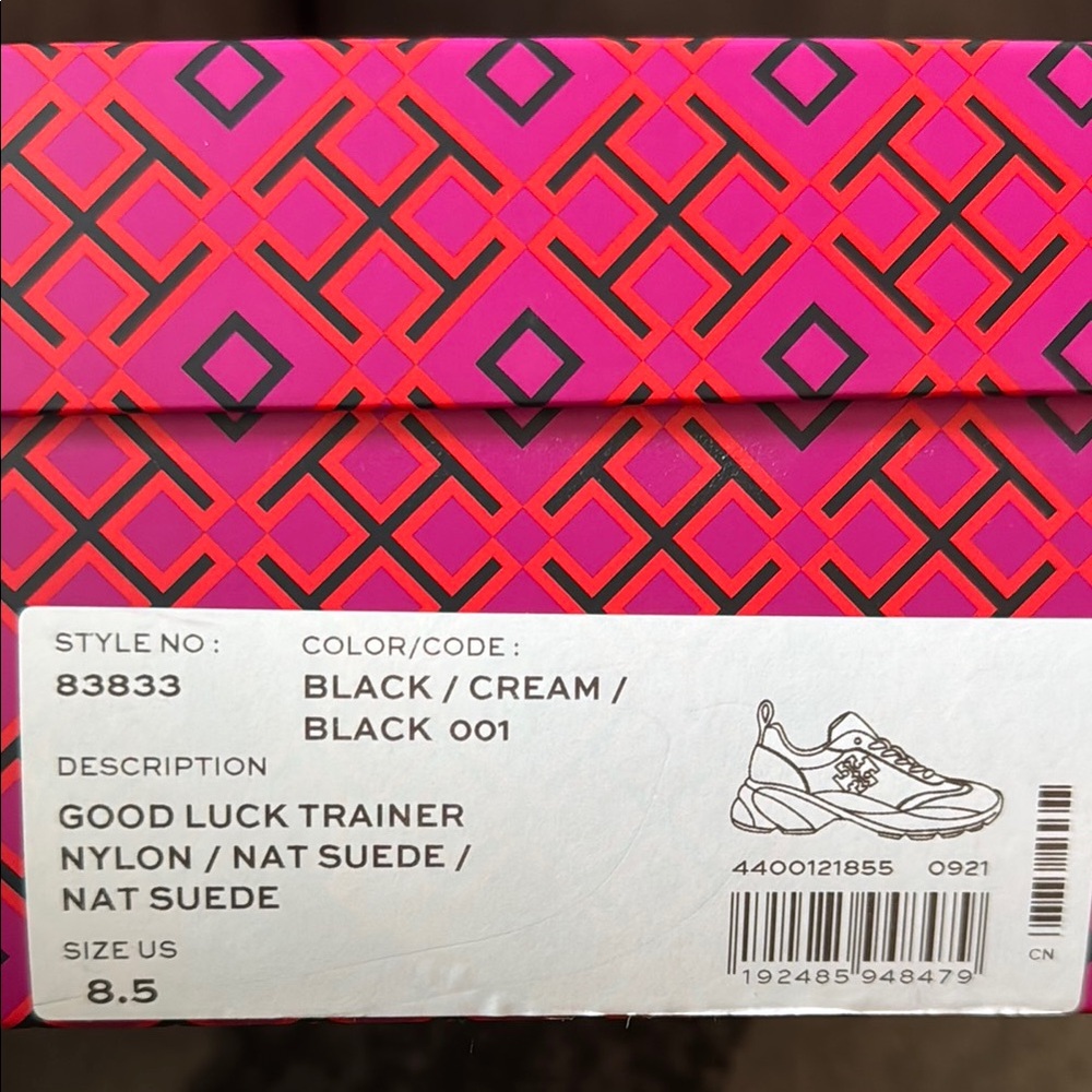 Tory Burch Good Luck Trainer Black and Natural Suede Women's Sneakers - Picture 8 of 9
